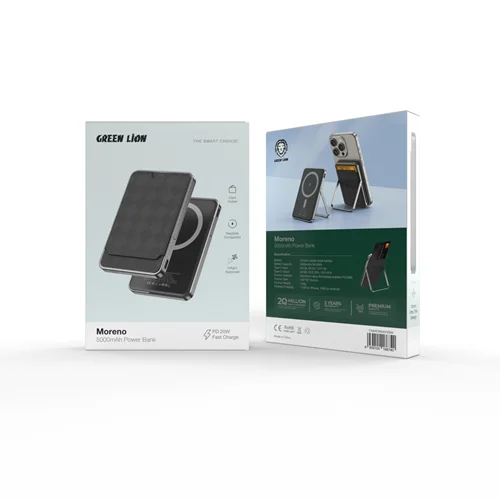 پاوربانک 5000 میلی آمپر مورنو گرین لاین مگسیف با جاکارتی Green Moreno 5000mAh PowerBank