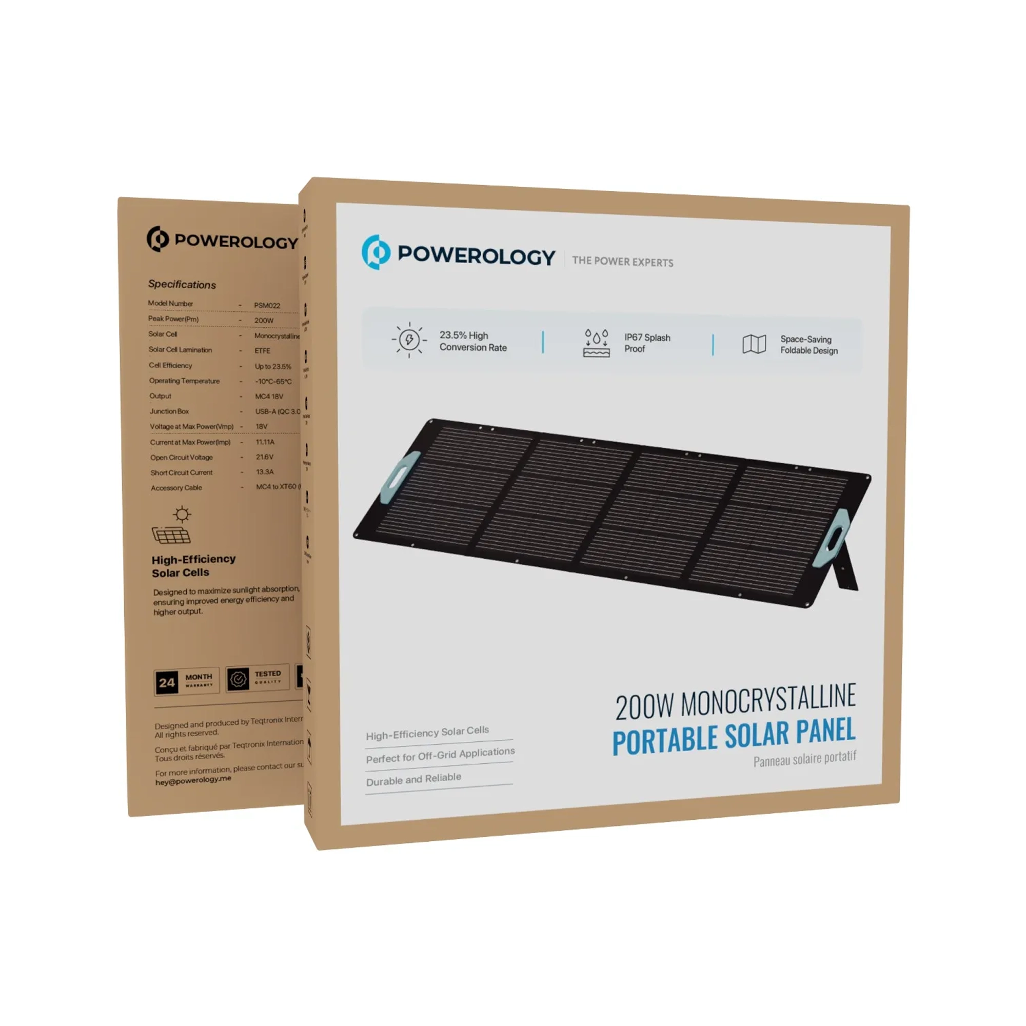 پنل خورشیدی 200 وات قابل حمل پاورولوژی Powerology 200W Monocrystalline