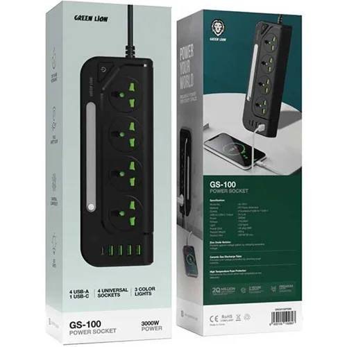 چندراهی و محافظ برق 3000 وات گرین لاین مدلGS-100 Power Socket