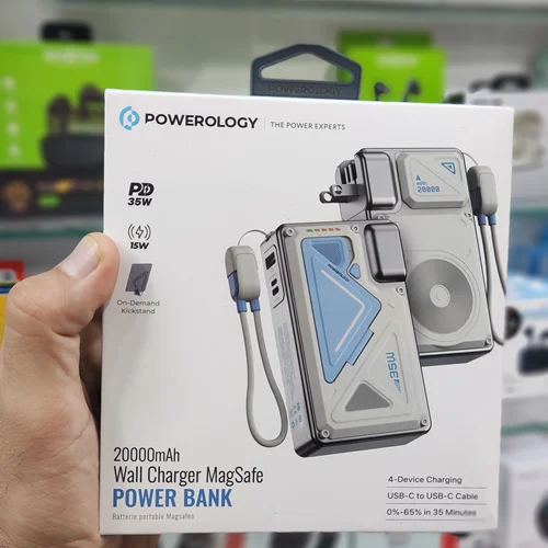 شارژر دیواری و پاوربانک وایرلس 20000 پاورولوژی مدل Powerology Wall Charger MagSafe Power