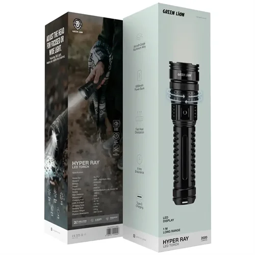 چراغ قوه Hyper Ray گرین لاین Green Lion Hyper Ray LED Torch (GNHR2000LMBK)