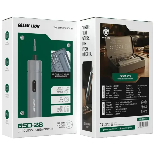 پیچ‌گوشتی شارژی گرین لاین مدل Green Lion GSD-28
