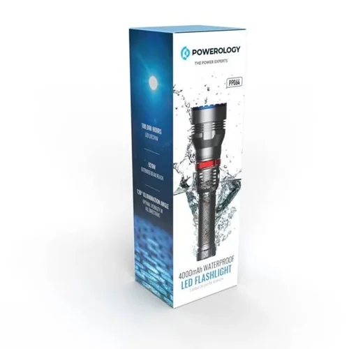 چراغ قوه پاوربانک ضدآب 4000mAh پاورلوژی مدل PPBCHA64-BK