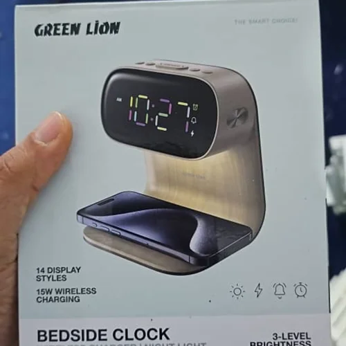 ساعت رومیزی و شارژر وایرلس گرین لاین Green Lion Bedside Clock with Wireless Charger