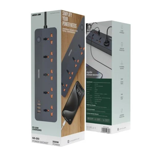 چند راهی برق پاورپورت گرین لاین Green Lion GS-250 Power Socket 2500W GNGS250PSBK
