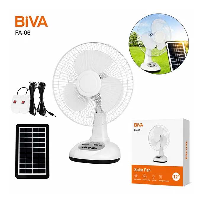 پنکه رومیزی شارژی بیوا Biva FA-06 desktop fan دارای پنل خورشیدی