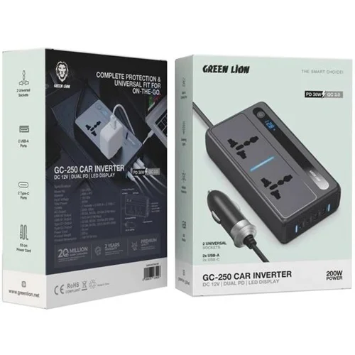 اینورتر و مبدل برق فندکی 200 وات گرین لاین مدل GC-250