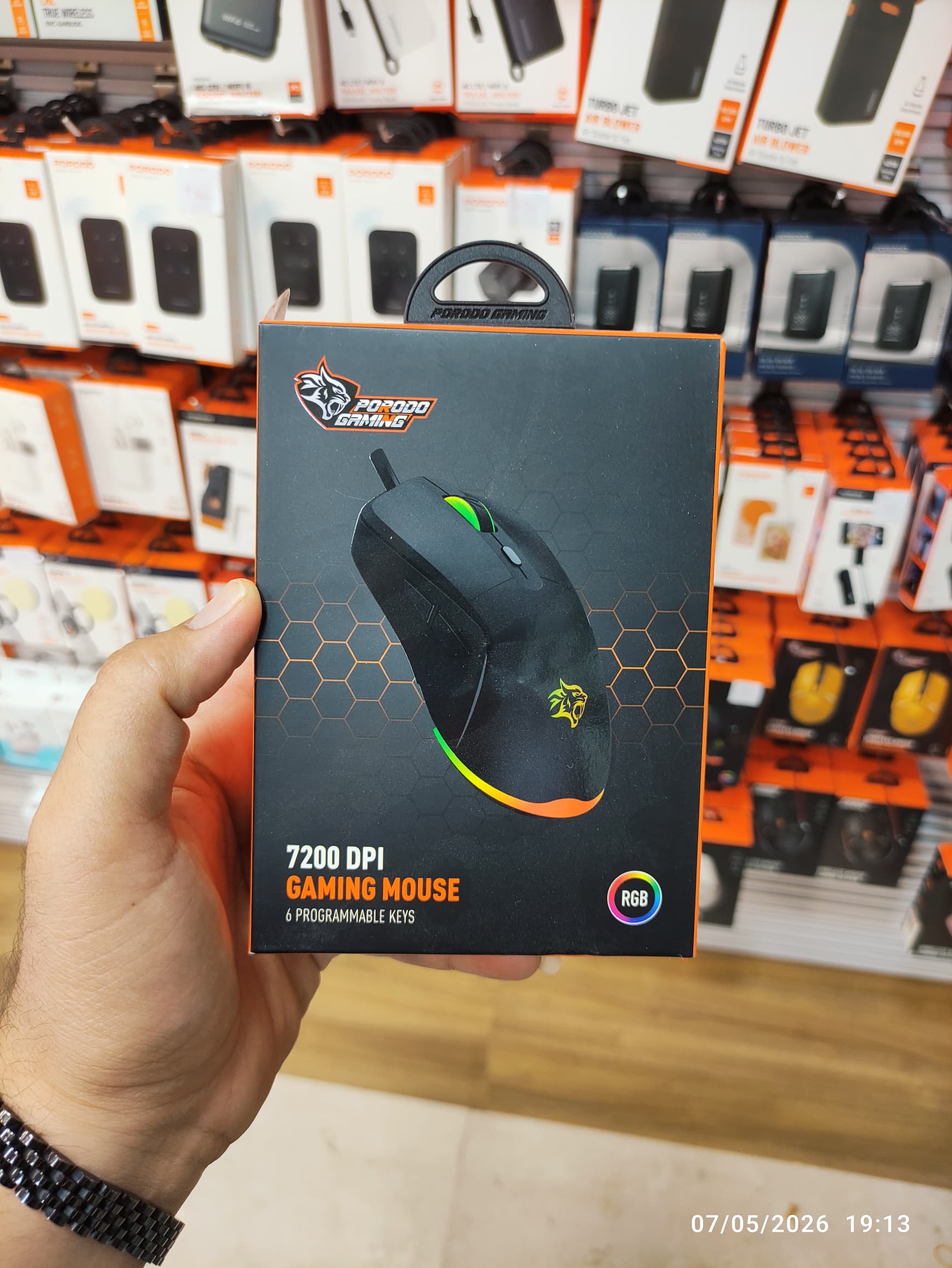 ماوس گیمینگ سیمی پورودو PDX322 با دقت DPI 7200 و نورپردازی RGB