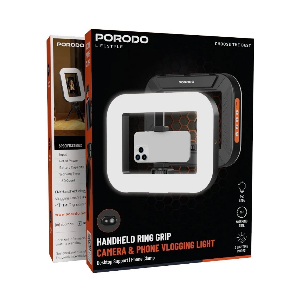 رینگ لایت دستی با سه پایه پرودو Handheld Ring Grip Camera