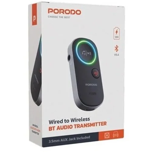 گیرنده و دانگل بلوتوث پرودو مدل PD-BTRCV-BK ا Porodo Wired to Wireless BT Audio Transmitter