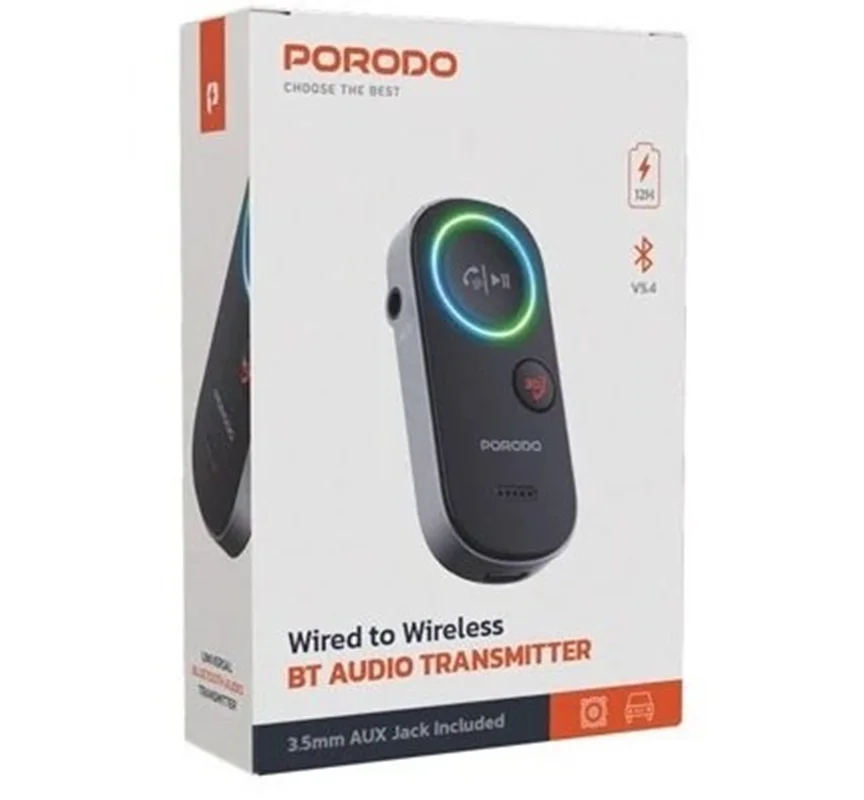 گیرنده و دانگل بلوتوث پرودو مدل PD-BTRCV-BK ا Porodo Wired to Wireless BT Audio Transmitter