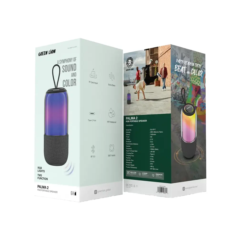 اسپیکر بلوتوث گرین لاین Green Lion Palma 2 RGB Portable Speaker
