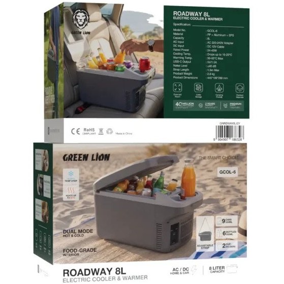 یخچال و گرم‌کن برقی خودرو 8 لیتری گرین لاین Roadway