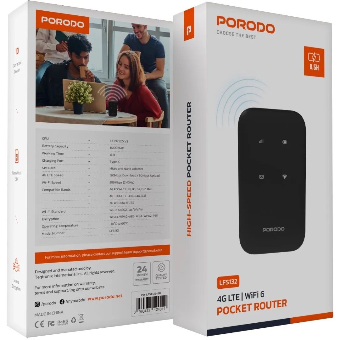 مودم جیبی پرودو  porodo pocket router PD-LFST132