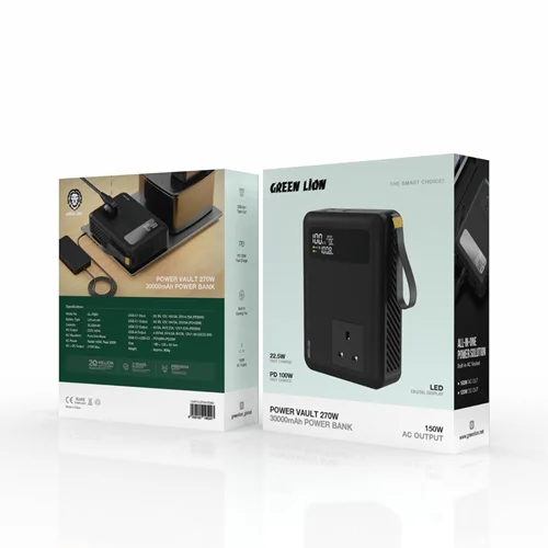 پاوربانک گرین لاین مدل GNPVU270W30 ظرفیت ۳۰۰۰۰ میلی آمپر ۲۷۰ وات