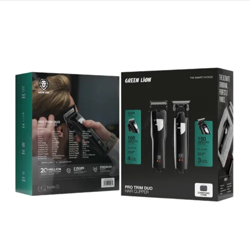 ماشین اصلاح مردانه ست 2 تایی گرین لاین مدل GNPTRMDUO - pro trim duo hair clipper green lion